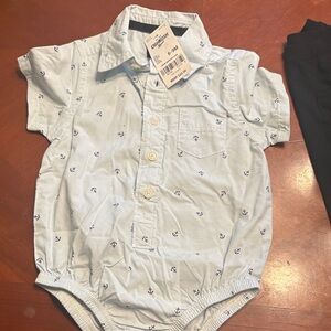 OshKosh B'gosh Light Blue Anchor Print Baby One-Piece